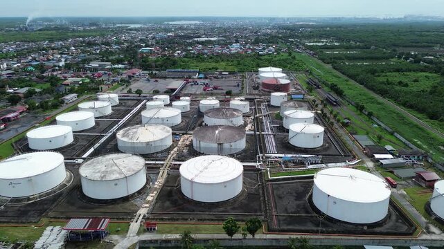 Aerial View of Pertamina Oil Storage Facility in Medan, Indonesia