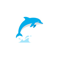 Naklejka premium Minimalist 2D Dolphin Leaping Out of Water