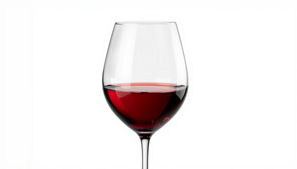 Elegant Wine Glass Filled with Red Wine on White Background