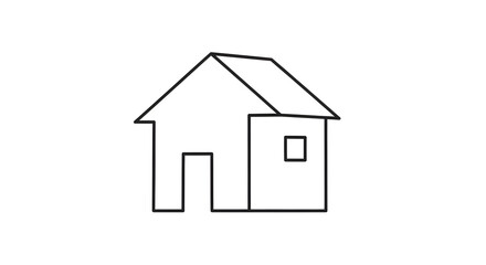 Simple House Outline Drawing on White Background