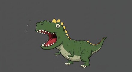 Fototapeta premium Cartoon dinosaur illustration isolated on gray background tyrannosaurus rex concept