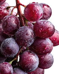 Close-up of a bunch of wet, deep red grapes