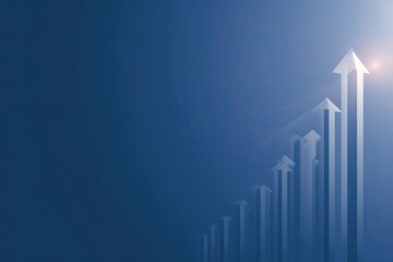 Multiple upward arrows on a dark blue background.