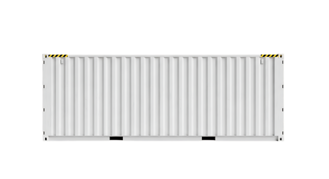 White shipping container isolated on transparent background
