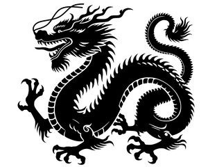 Serpent of Power: Eastern Dragon in Silhouette, A curated grid of stylized botanical illustrations rendered in rich brown tones against a warm orange backdrop