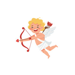 Adorable cupid aiming heart arrow for Valentine's Day love celebration, perfect for greetings cards and romantic designs, expressing affection and joy