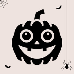 Halloween holiday icons accessories. Halloween icon set. Skull, hat, pumpkin, snake, black cat holiday Illustration collection. Set for Halloween celebration. Cards with creepy and scary accessories