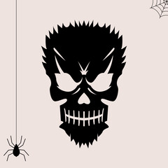 Halloween holiday icons accessories. Halloween icon set. Skull, hat, pumpkin, snake, black cat holiday Illustration collection. Set for Halloween celebration. Cards with creepy and scary accessories