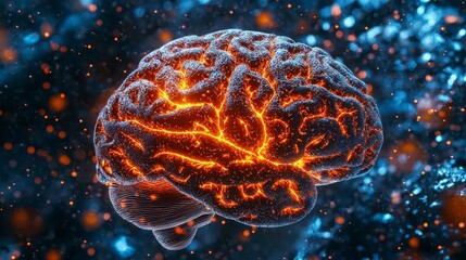 Fototapeta premium Abstract Dark Background Enhances 3D Brain Cognitive Map