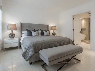 Elegant Master Bedroom Suite with Ensuite Bathroom and Neutral Decor