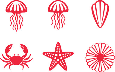 Obraz premium Decorative Invertebrate Marine Life Illustration Set. Creative Marine Life Invertebrate Artwork Collection. Beautiful Invertebrate Marine Life Decorative Design. Unique Marine Life Invertebrate