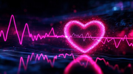 Fototapeta premium Highlighting arrhythmic conditions through broken waveforms over a heart shape.