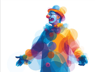 clown, circus, party, celebration, carnival, funny, smile, holiday, cartoon, illustration, balloon, fun, vector, birthday, pantomime, mime, colorful, happiness, hat, color, design, happy