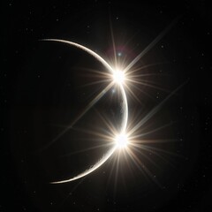Obraz premium Celestial Bodies in Space with Bright Starbursts and Dark Background