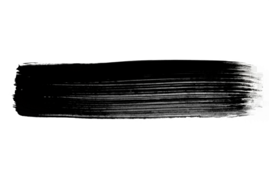 Bold black horizontal brushstroke texture for graphic design and artistic applications transparent background