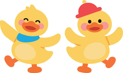 Cute Duck Cartoon Playing