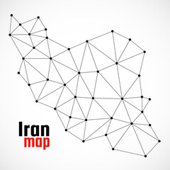 Iran map in geometric polygonal style. Iran map of lines and dots on white background. Vector Illustration