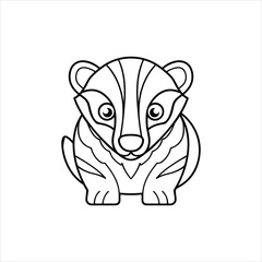 Cute Badger Animal Cartoon Outline Vector Illustration