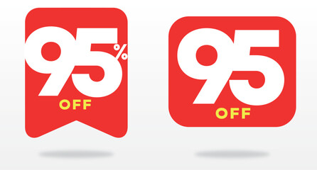95% off, marketing, sale, shop, sticker, offer, template, market, tag, label, promo, sign, advertising, poster, price, value, store, product. Set, vector, icon