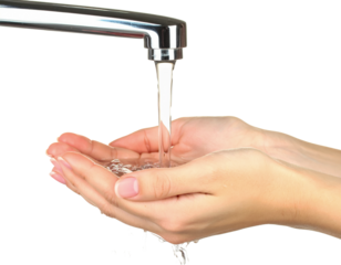Washing hands water tap hygiene clean health care on transparent background