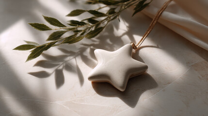 minimalist ambiance celebrating christmas in usa featuring starshaped ornament against clean neutral background