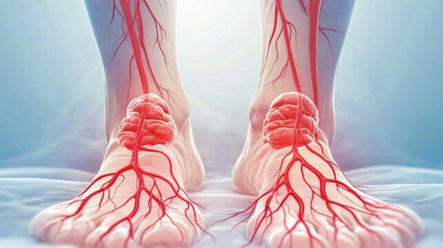 Visual representation of peripheral artery disease and its circulation effects.