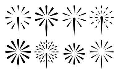 Collection of Black and White Sparkler and Firework Icons