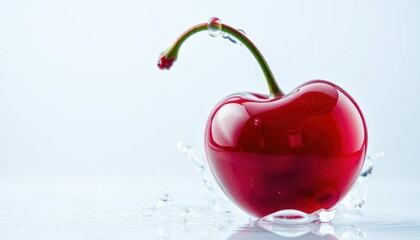 Vivid cherry with water splash in minimalist setting