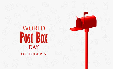 World Post Box Day celebration poster with red mailbox illustration and background