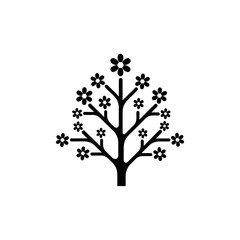 Stylized Black Flower Tree Graphic Design.