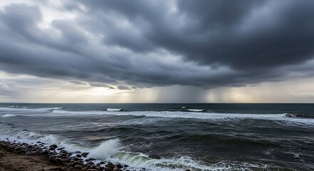 Obraz premium Stormy Ocean Coastline.