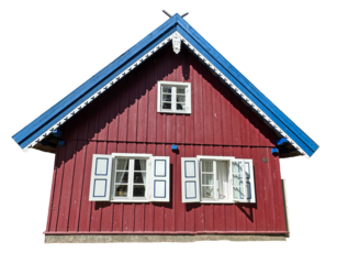 Typical small simple wooden rural home in Eastern Europe.