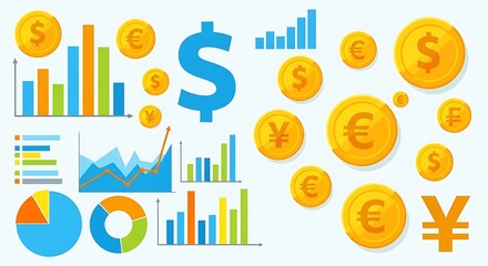 Financial growth and global market analysis with data visualization theme