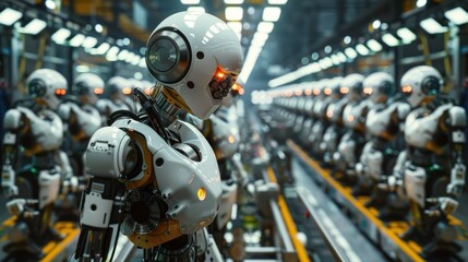 Fototapeta premium Factory robots on assembly line