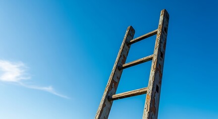 Wooden Ladder with Blue Sky, and Success.