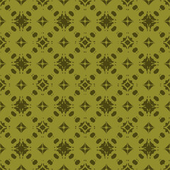 Olive and Khaki Seed Pods Pattern A Seamless Geometric Fabric Design on a Solid Background
