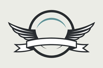 Line-art wings wrapped round logo vector