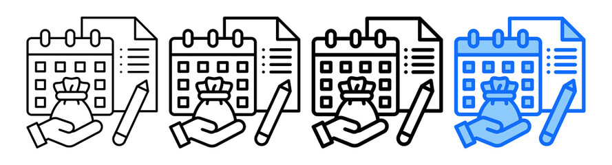 Monthly Budget Icon In Different Styles Set Collection