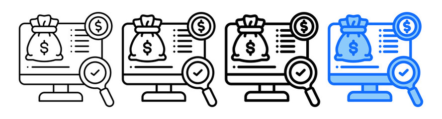 Budget Monitor Icon In Different Styles Set Collection