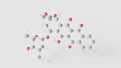 idarubicin molecule 3d, molecular structure, ball and stick model, structural chemical formula antineoplastic agent
