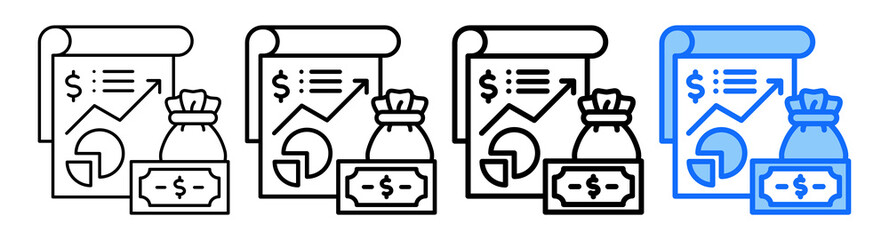 Expense Summary Icon In Different Styles Set Collection