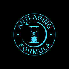 Anti aging formula cosmetics icon isolated on black background