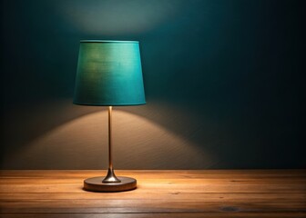 Desk Lamp on Dark Wood Table with Teal Shade Illuminates Surrounding Area