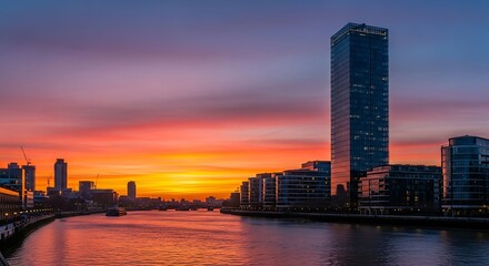 London sunrise cityscape river view.