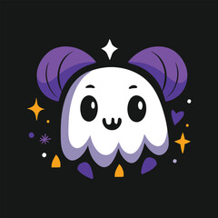 Funny cute spooky ghost Halloween vector illustration, a playful art design