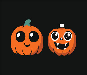 An illustration of an orange Halloween pumpkin with a scary jack-o-lantern face decoration, perfect for the autumn holiday