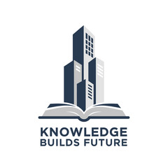 Knowledge building book  university, logo design illustration