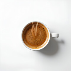 Fresh Coffee Cup with Steam Isolated on White