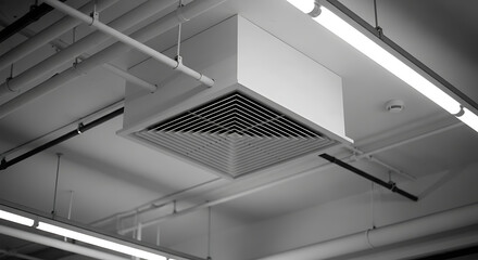 Refined Architecture Air Vent, Pipeworks and Ceiling Lights with Industrial Concept