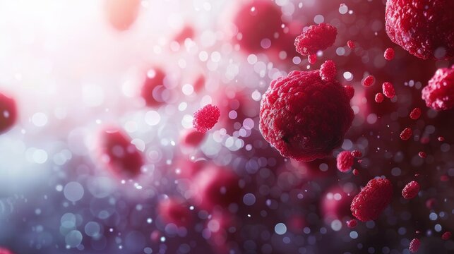 Vibrant red background featuring intricate virus pattern design for modern visuals